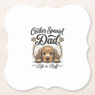 Cocker Spaniel Dad Life Is Ruff Vintage Dog Shirt_ Untersetzer