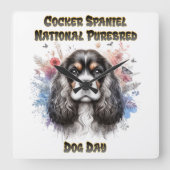 Cocker Spaniel Day Celebration Quadratische Wanduhr (Vorderseite)