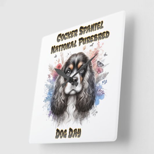 Cocker Spaniel Day Celebration Quadratische Wanduhr (Winkel)