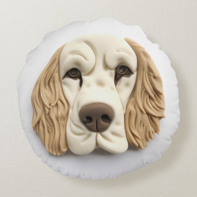 Cocker Spaniel Dog 3D Inspiriert Rundes Kissen (Rückseite)
