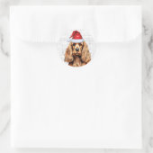 Cocker Spaniel Dog auf Woof Art Weihnachten Runder Aufkleber (Tasche)