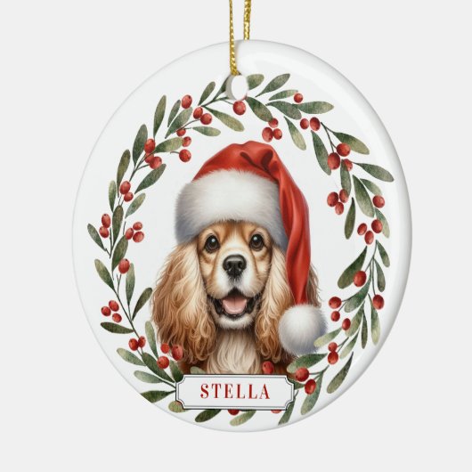 Cocker Spaniel Dog Ceramic Circle Ornament (Links)
