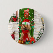 Cocker Spaniel Dog Christmas Button (Vorderseite)
