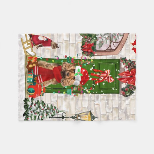 Cocker Spaniel Dog Christmas Fleecedecke (Vorderseite (Horizontal))