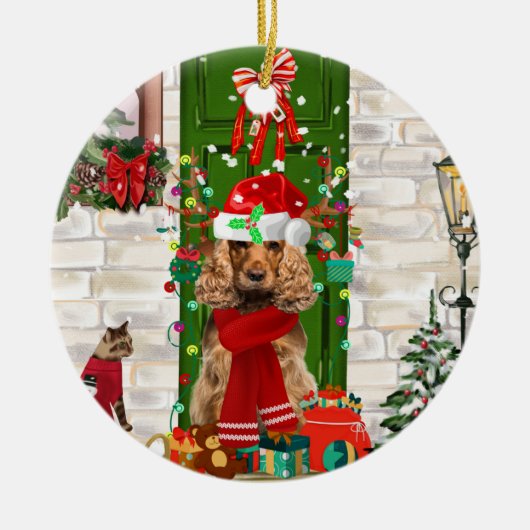 Cocker Spaniel Dog Christmas Keramik Ornament (Vorne)
