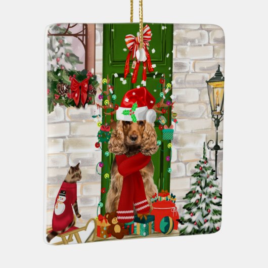 Cocker Spaniel Dog Christmas Keramikornament (Rechts)