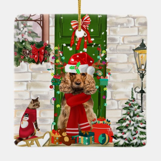 Cocker Spaniel Dog Christmas Keramikornament (Rückseite)