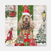 Cocker Spaniel Dog Christmas Magnet (Vorne)