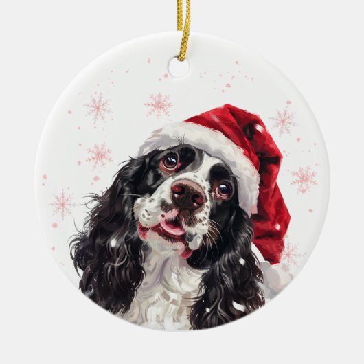 Cocker Spaniel Dog Christmas Personalized Keramik Ornament (Vorne)