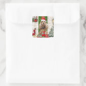 Cocker Spaniel Dog Christmas Quadratischer Aufkleber (Tasche)