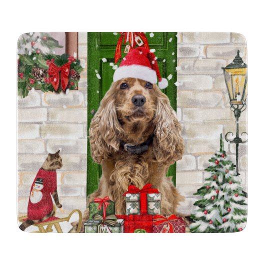 Cocker Spaniel Dog Christmas Schneidebrett (Vorderseite)