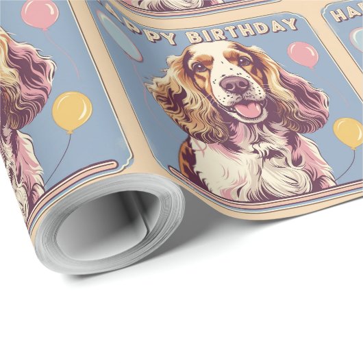Cocker Spaniel Dog Colorful Geschenkpapier (Rolleneckpunkt)