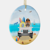 Cocker Spaniel Dog Fahren am Strand Keramik Ornament (Rechts)