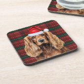 Cocker Spaniel Dog Holiday Plaid for Christmas Getränkeuntersetzer (Linke Seite)