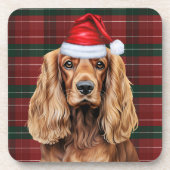 Cocker Spaniel Dog Holiday Plaid for Christmas Getränkeuntersetzer (Vorderseite)