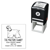 Cocker Spaniel Dog Line Art Name Rücksendeadresse Permastempel (Beispiel)