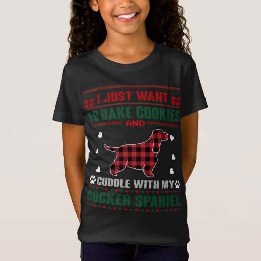 Cocker Spaniel Dog Lovers Xmas Pajama Ugly Christm T-Shirt (Vorderseite)