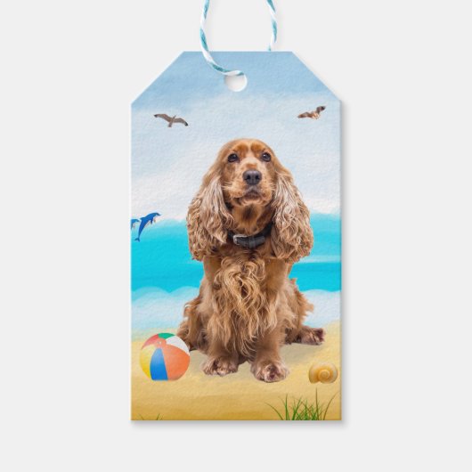 Cocker Spaniel Dog on Beach Geschenkanhänger (Vorderseite)