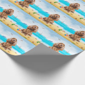 Cocker Spaniel Dog on Beach Geschenkpapier (Ecke)