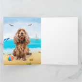 Cocker Spaniel Dog on Beach Karte (Innenseite)