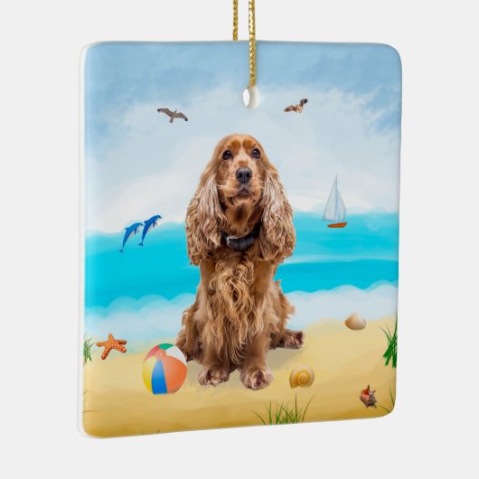Cocker Spaniel Dog on Beach Keramikornament (Rechts)