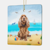 Cocker Spaniel Dog on Beach Keramikornament (Links)