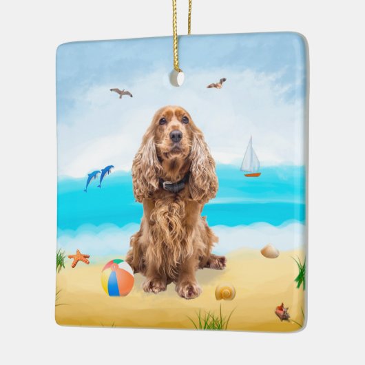 Cocker Spaniel Dog on Beach Keramikornament (Links)