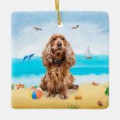 Cocker Spaniel Dog on Beach Keramikornament (Vorderseite)