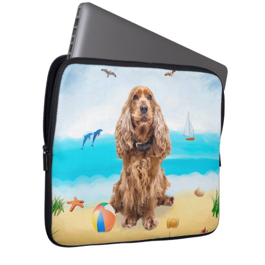 Cocker Spaniel Dog on Beach Laptopschutzhülle (Vorne Rechts)