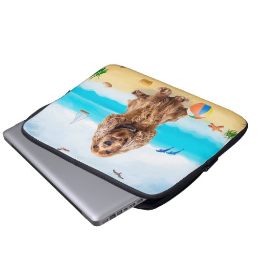 Cocker Spaniel Dog on Beach Laptopschutzhülle (Vorne Knopf)