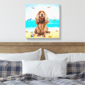 Cocker Spaniel Dog on Beach Leinwanddruck (Insitu (Schlafzimmer))
