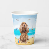 Cocker Spaniel Dog on Beach Pappbecher (Rückseite)
