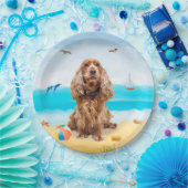 Cocker Spaniel Dog on Beach Pappteller (Party)