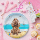 Cocker Spaniel Dog on Beach Pappteller (Party)