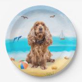 Cocker Spaniel Dog on Beach Pappteller (Vorderseite)