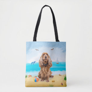 Cocker Spaniel Dog on Beach Tasche