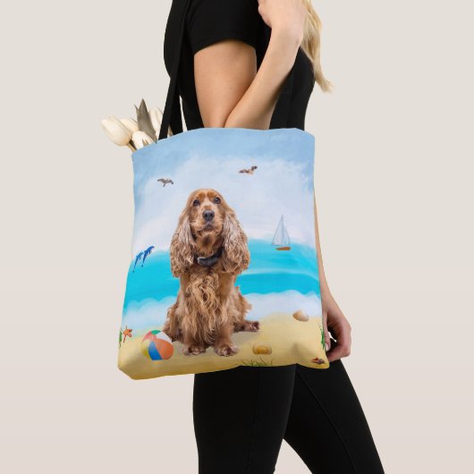 Cocker Spaniel Dog on Beach Tasche (Von Nahem)