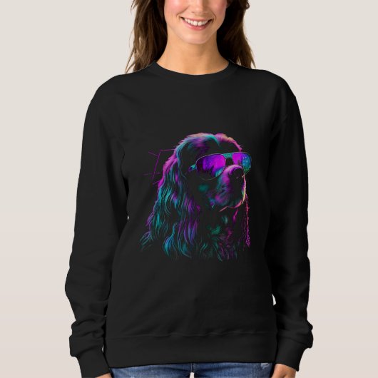 Cocker Spaniel Dog owner Vaporwave Notorious DJ Sweatshirt (Vorderseite)