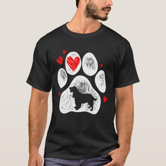 Cocker Spaniel Dog Paws Hunde Rotes Herz T-Shirt (Vorderseite)