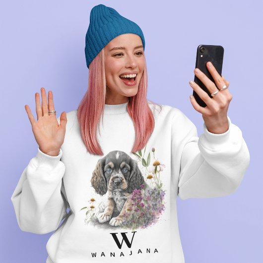 Cocker Spaniel Dog Pet Custom Foto Name Monogram Sweatshirt