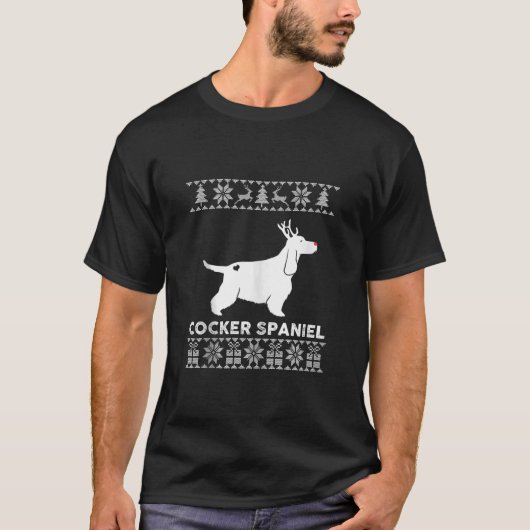 Cocker Spaniel Dog Pet Lover Reindeer Ugly Christm T-Shirt (Vorderseite)
