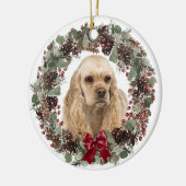 Cocker Spaniel Dog Pinecone Wreath Personalisiert Keramik Ornament (Links)