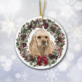 Cocker Spaniel Dog Pinecone Wreath Personalisiert Keramik Ornament