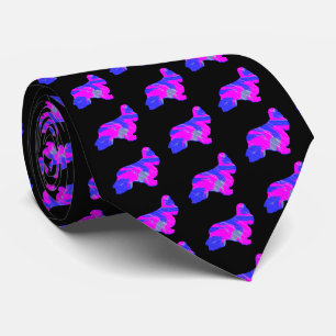 Cocker Spaniel Dog PinkBlue Silouette Black Neck Krawatte