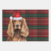 Cocker Spaniel Dog Red and Green Plaid Christmas Geschenkpapier Set (Vorderseite 3)