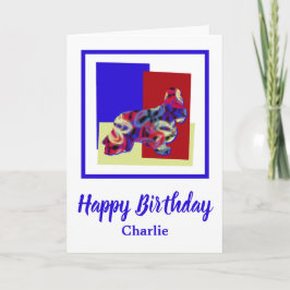 Cocker Spaniel Dog Red Blue Yellow Birthday Karte