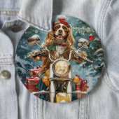 Cocker Spaniel Dog Riding Motorrad Weihnachten Button (Beispiel)