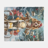 Cocker Spaniel Dog Riding Motorrad Weihnachten Fleecedecke (Vorderseite (Horizontal))