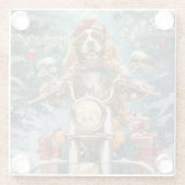 Cocker Spaniel Dog Riding Motorrad Weihnachten Glasuntersetzer (Rückseite)