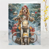 Cocker Spaniel Dog Riding Motorrad Weihnachten Karte (Gelbe Blume)